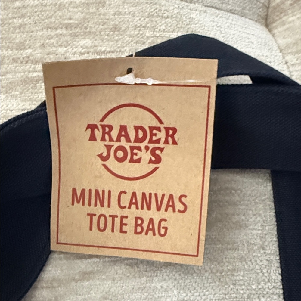 Trader Joe's Cream and Black Mini Canvas Tote Bag - Picture 2 of 5